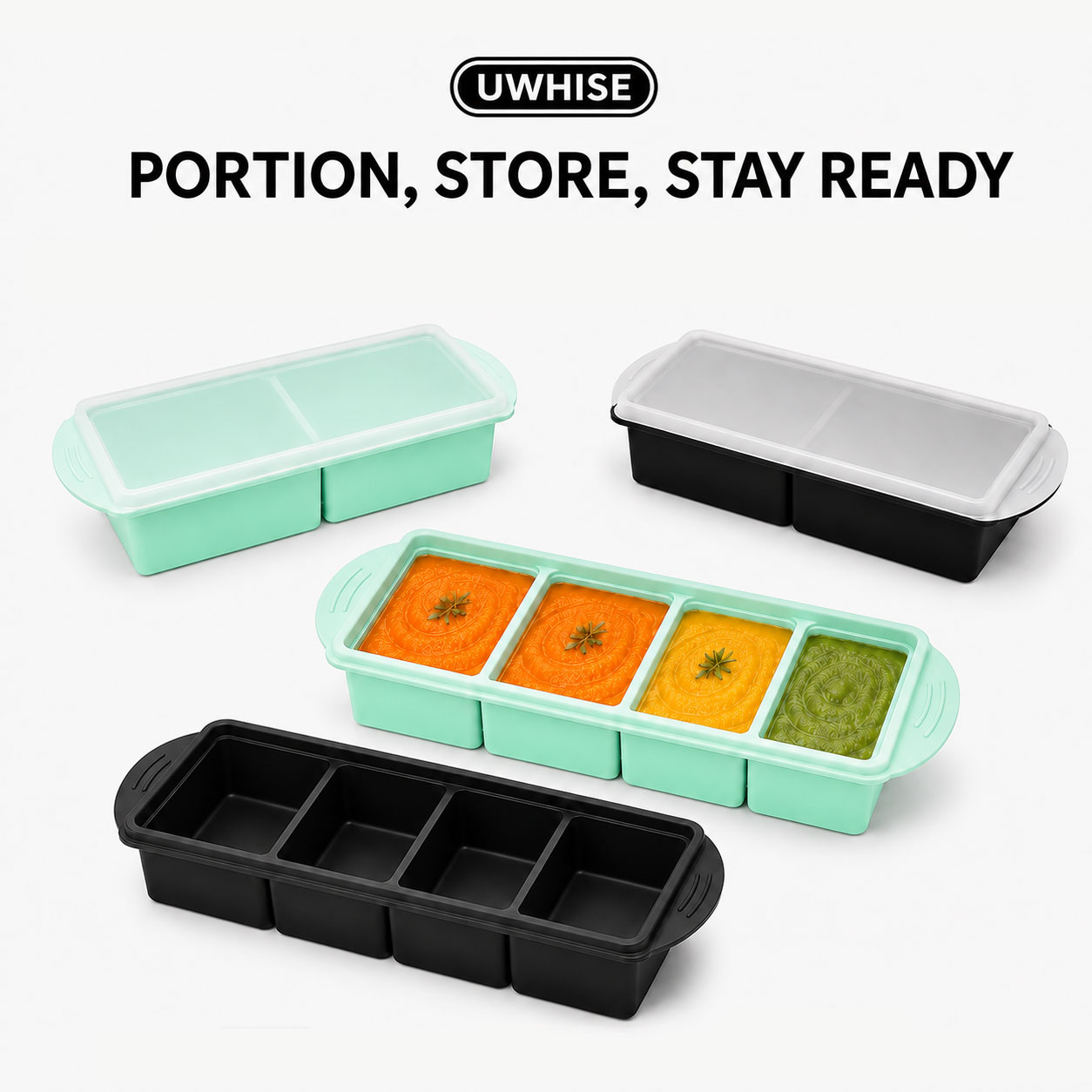 Meal Prep Template - Uwhise Bandeja de Silicona para Congelar