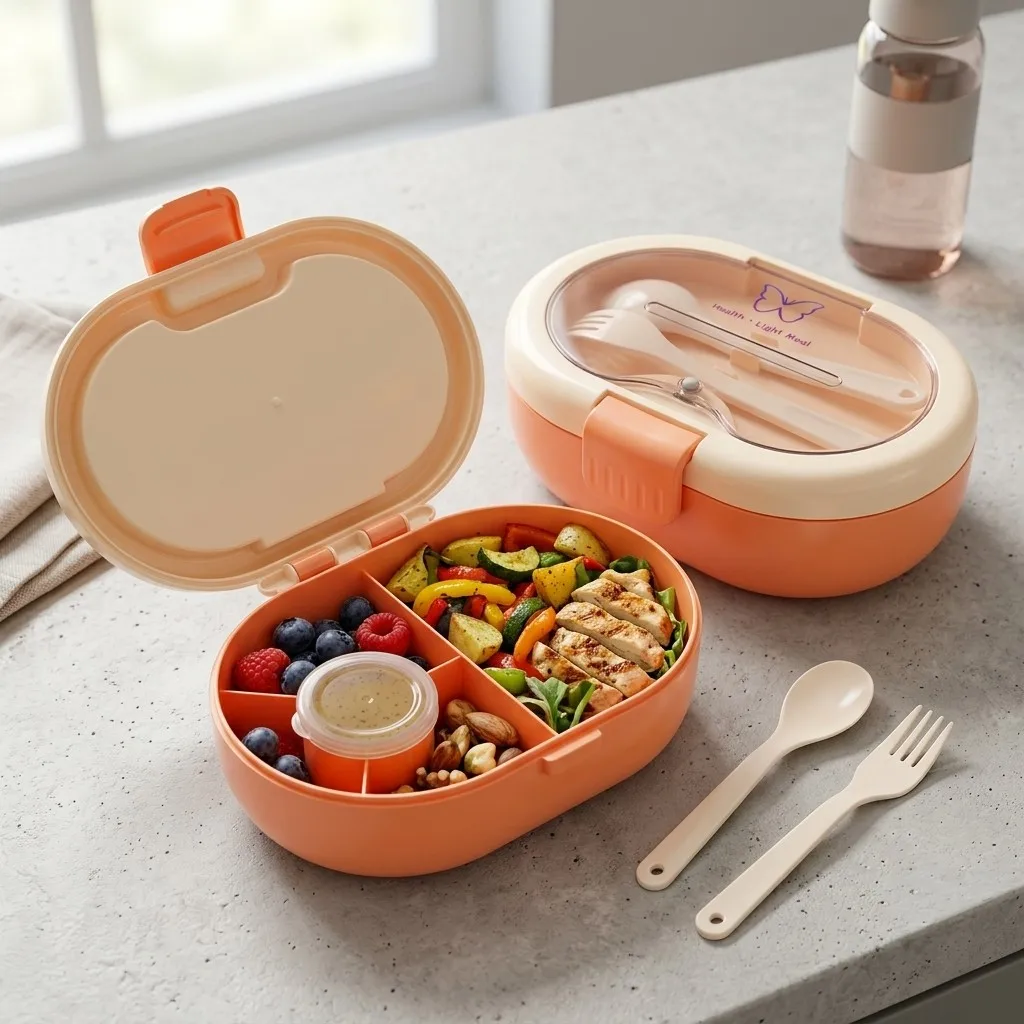 Meal Prep Or Prep Meal - Lonchera Bento de Plástico con Cubiertos,